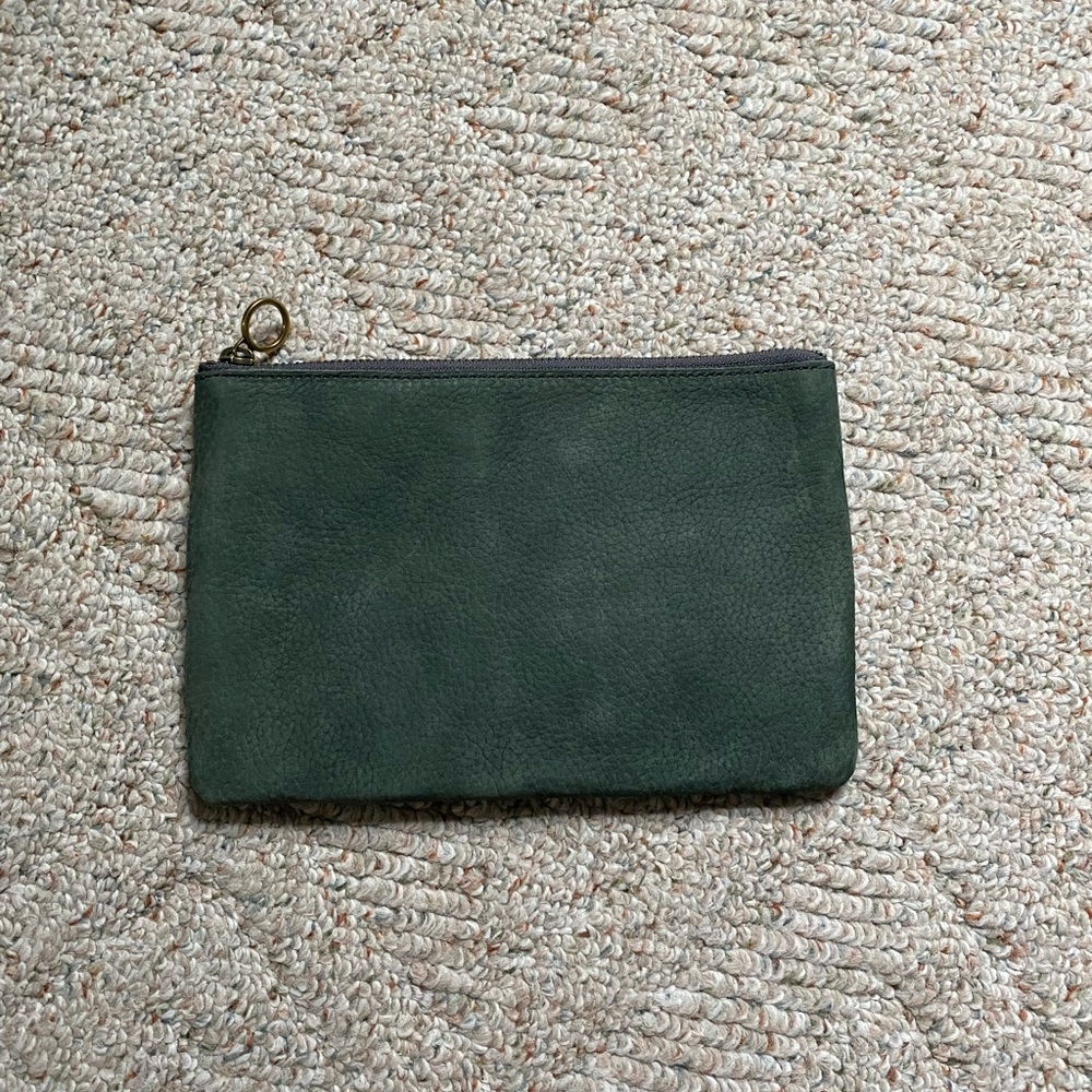 MADEWELL Suede Large Wallet in Forest Green